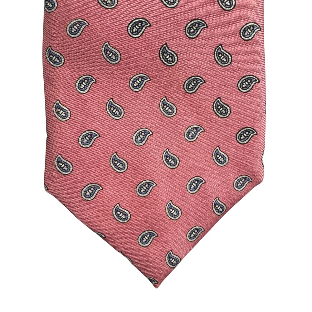 Bert Pulitzer Jordan Marsh Silk Tie Pink Paisley Hand Printed England USA Made